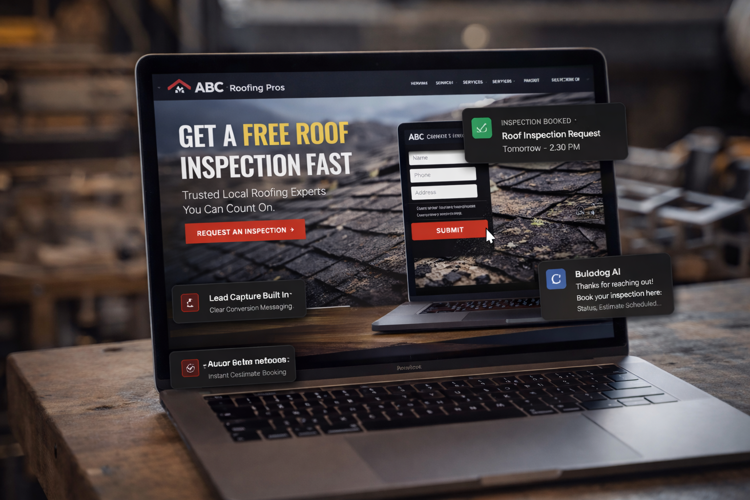 Contractor lead intake website system with automated response and pipeline filling