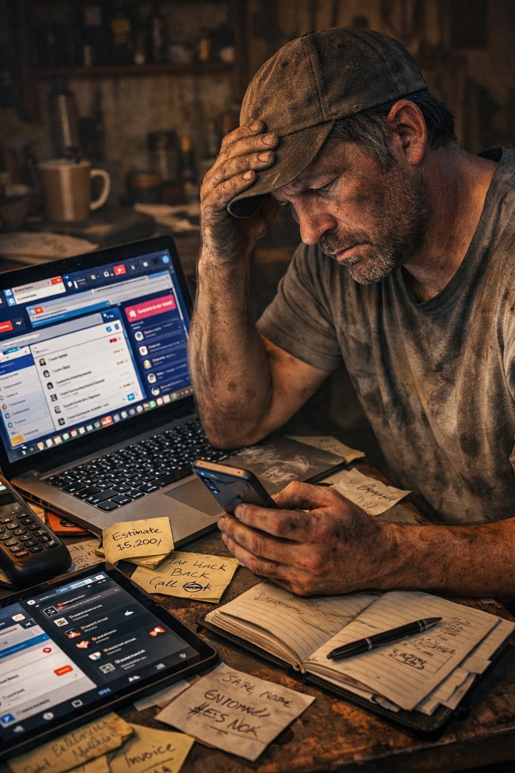 Contractor lead messages and conversations organized in one mobile system