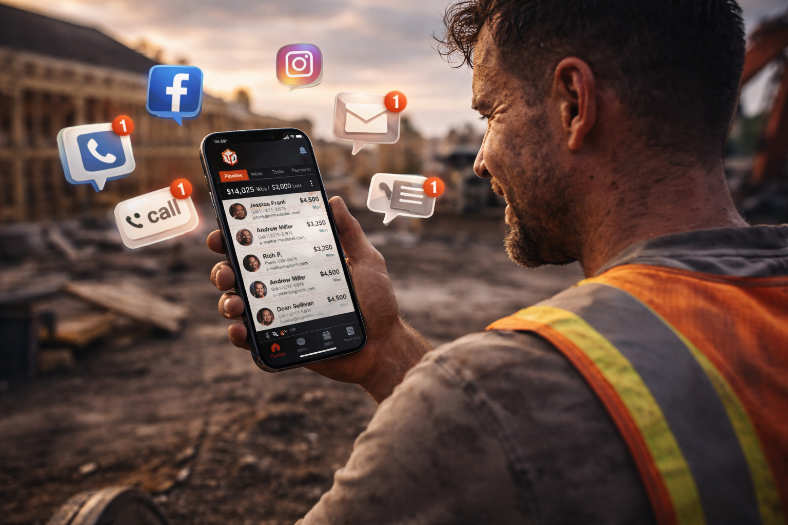 Mobile lead connector dashboard and unified contractor inbox